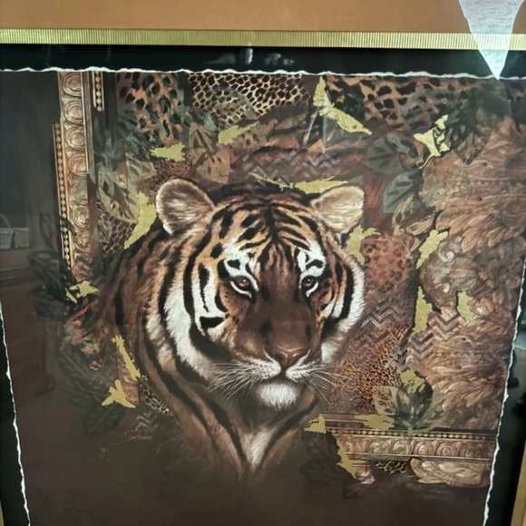 Home Interior Tiger Picture (large) with Black and Gold Frame - Picture 2 of 3